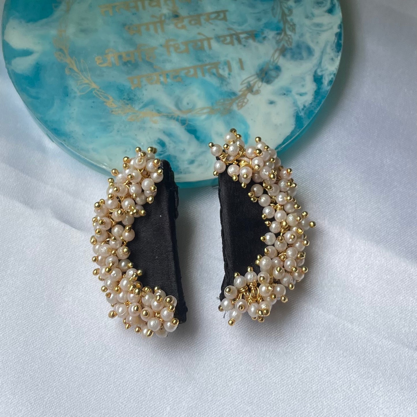 Handmade Fabric Pearl Earrings