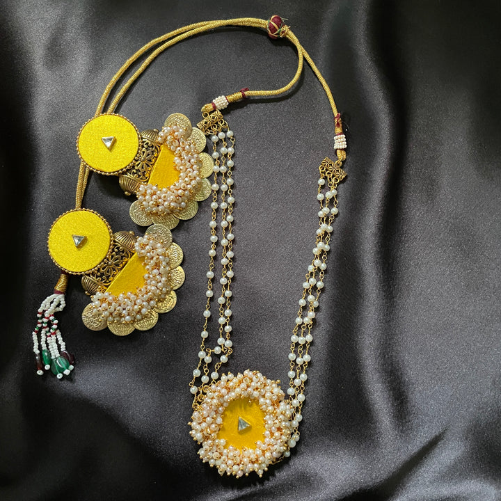 Yellow Fabric Choker Set
