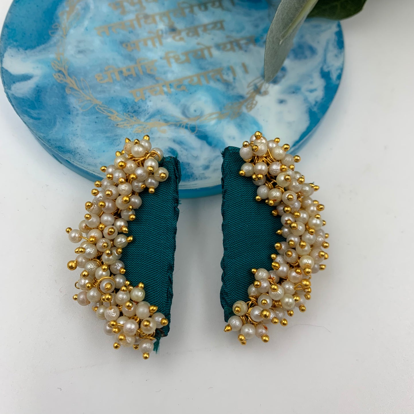 Handmade Fabric Pearl Earrings