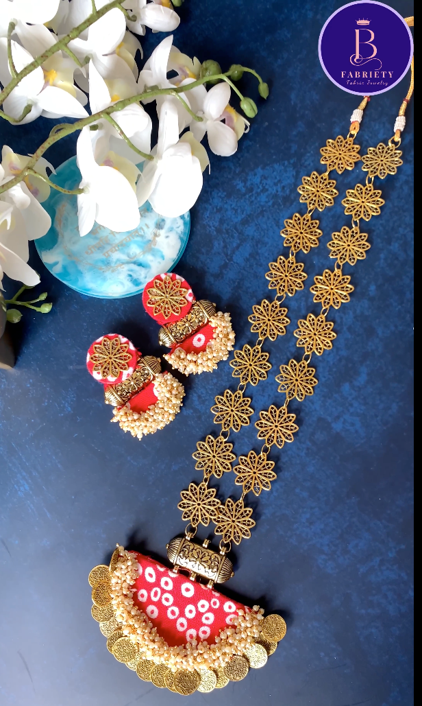 Bandhani Fabric Necklace Set
