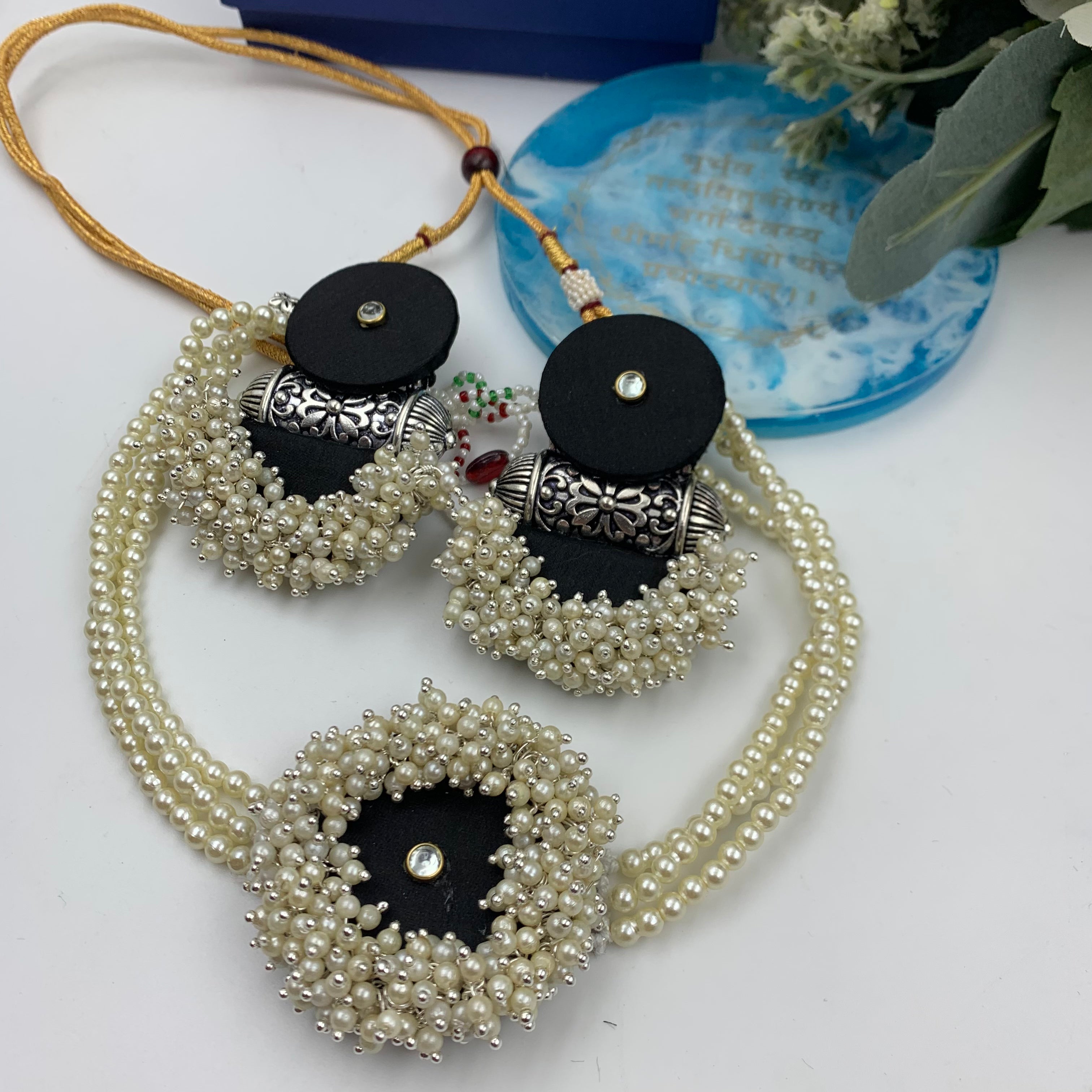 White Moti Choker Set