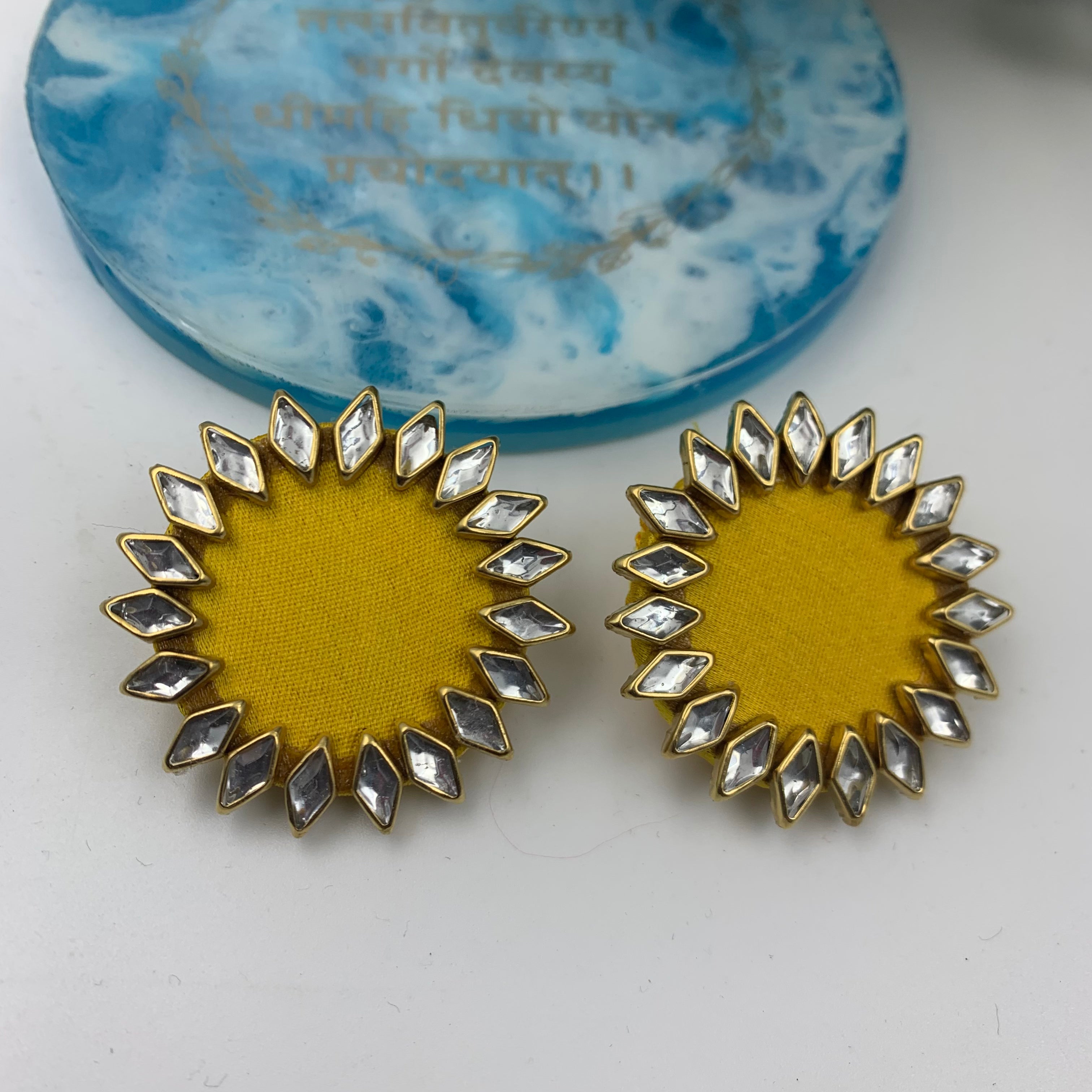 Handmade Fabric Earrings - Kundan stone