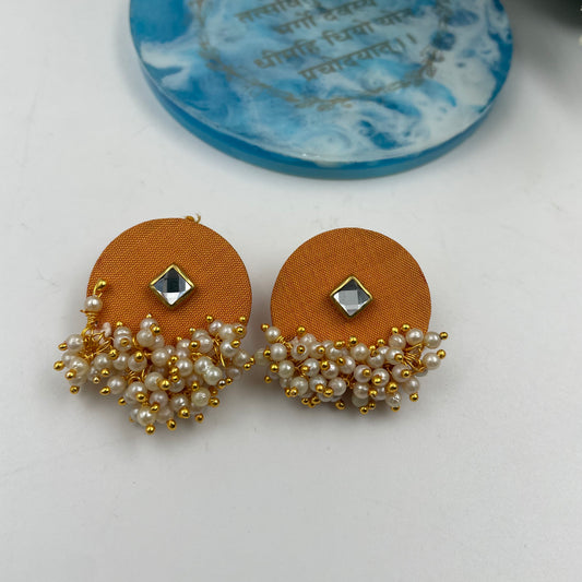 Single Kundan Pearl Studs - Yellow